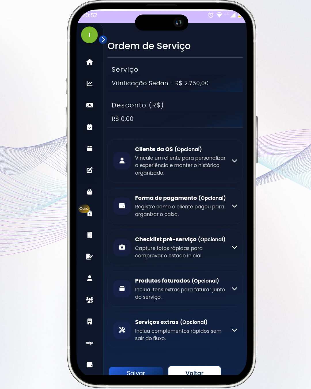 Gere ordem de serviço e registre recebimentos