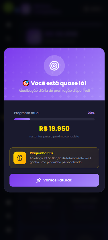 Imagem da release Prêmios e recompensas por faturamento